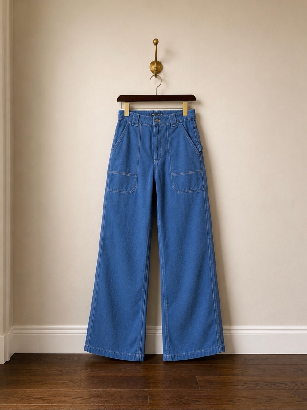 Nasty Gal Blue Wide Leg Utility Carpenter Pants US 2